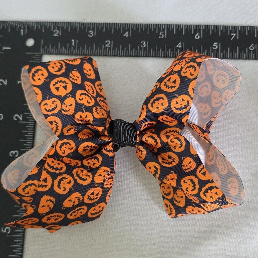 Set Of 3 Halloween Ribbon Hair Bows